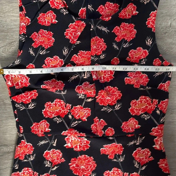 Banana Republic Navy Blue Red Floral Print Dress Size 4 - Picture 5 of 10